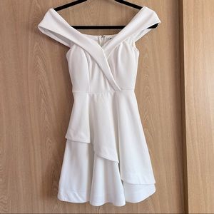 Off-Shoulder Asymmetrical Ruffle Formal Dress